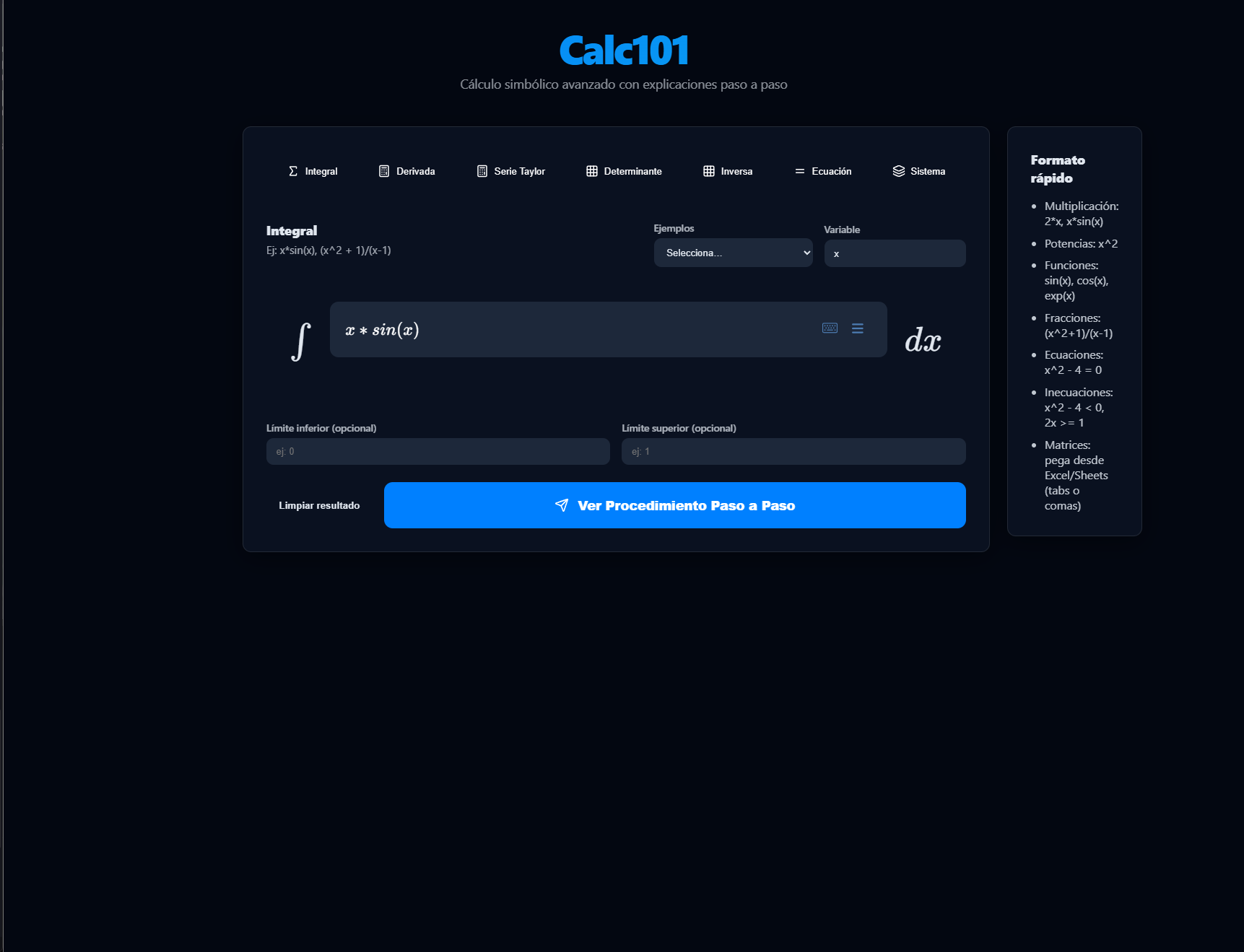 Captura de pantalla de Calc101